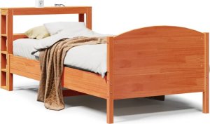 vidaXL vidaXL Rama łóżka bez materaca, woskowy brąz, 75x190 cm, sosnowa 2