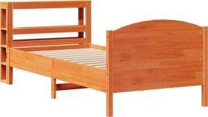 vidaXL vidaXL Rama łóżka bez materaca, woskowy brąz, 75x190 cm, sosnowa 3