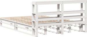 vidaXL Rama łóżka bez materaca, biała, 150x200 cm, lite drewno sosnowe 8