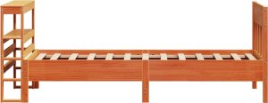 vidaXL vidaXL Rama łóżka bez materaca, woskowy brąz, 100x200 cm, lita sosna 5