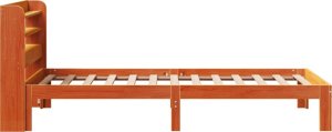 vidaXL vidaXL Rama łóżka bez materaca, woskowy brąz, 100x200 cm, lita sosna 7
