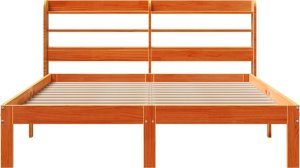 vidaXL vidaXL Łóżko bez materaca, woskowy brąz, 140x200 cm, drewno sosnowe 4