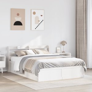 vidaXL vidaXL Rama łóżka z wezgłowiem, biała, 140x190 cm, drewno sosnowe 3