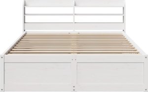 vidaXL vidaXL Rama łóżka z wezgłowiem, biała, 140x190 cm, drewno sosnowe 4