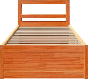 vidaXL vidaXL Rama łóżka z wezgłowiem, woskowy brąz, 75x190 cm, sosnowa 4