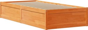vidaXL vidaXL Rama łóżka z wezgłowiem, woskowy brąz, 75x190 cm, sosnowa 5