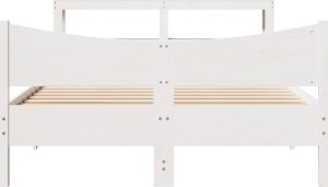 vidaXL vidaXL Rama łóżka z wezgłowiem, biała, 140x190 cm, drewno sosnowe 4