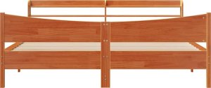 vidaXL vidaXL Rama łóżka z wezgłowiem, woskowy brąz, 180x200 cm, sosnowa 4