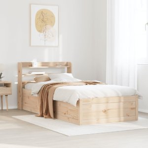 vidaXL Rama łóżka z wezgłowiem, biała, 75x190 cm, lite drewno sosnowe 3