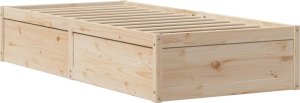 vidaXL Rama łóżka z wezgłowiem, biała, 75x190 cm, lite drewno sosnowe 5