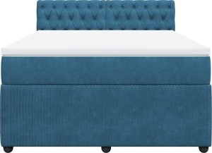 vidaXL vidaXL Łóżko kontynentalne z materacem, niebieskie, 140x200cm, aksamit 6