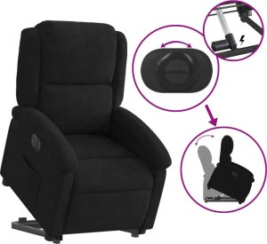 vidaXL vidaXL Elektryczny, podnoszony fotel rozkładany, czarny, aksamit 10