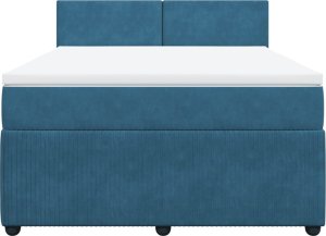 vidaXL Łóżko kontynentalne z materacem, niebieskie, 140x200cm, aksamit 4