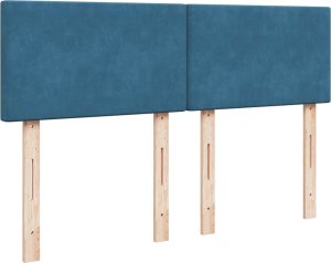 vidaXL Łóżko kontynentalne z materacem, niebieskie, 140x200cm, aksamit 5