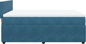 vidaXL Łóżko kontynentalne z materacem, niebieskie, 140x200cm, aksamit 9