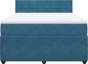 vidaXL vidaXL Łóżko kontynentalne z materacem, niebieskie, 140x200cm, aksamit 6