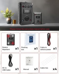 Farrot ultradźwiękowy odstraszacz gryzoni, garaż, dom, auto alarm, 12/24v 14