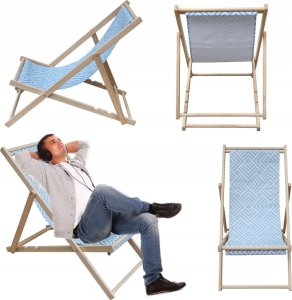 kontrast Leżak turystyczny plażowy ogrodowy składany drewniany FEZ turkus 5
