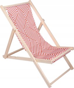 kontrast Leżak turystyczny plażowy ogrodowy składany drewniany FEZ koralowy 2