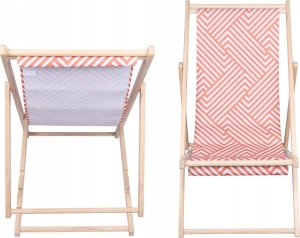 kontrast Leżak turystyczny plażowy ogrodowy składany drewniany FEZ koralowy 4