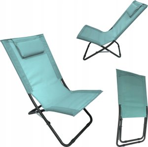 kontrast Leżak turystyczny plażowy ogrodowy składany z poduszką LILY niebieski 3
