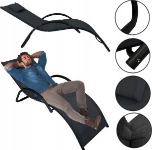 kontrast Leżak ogrodowy aluminiowy leżanka fotel bujany SWING czarny 3