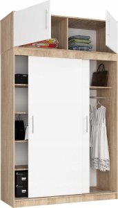 Fabryka Mebli Akord SZAFA PRZESUWNA Z NADSTAWKĄ 150cm CLP SONOMA / BIAŁA MONO 2