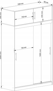 Fabryka Mebli Akord SZAFA PRZESUWNA Z NADSTAWKĄ 150cm CLP SONOMA / BIAŁA MONO 3