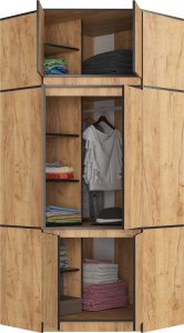 Fabryka Mebli Akord SZAFA NAROŻNA Z NADSTAWKĄ S100 DĄB CRAFT 2