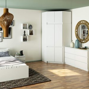 Fabryka Mebli Akord SZAFA NAROŻNA Z NADSTAWKĄ S100 BIAŁA 4