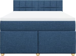 vidaXL vidaXL Łóżko kontynentalne z materacem, niebieskie, tkanina 140x190 cm 6