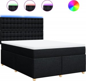 vidaXL vidaXL Łóżko kontynentalne z materacem, czarne, tkanina, 140x190 cm 2