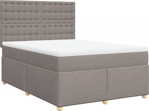 vidaXL Łóżko kontynentalne z materacem, taupe, tkanina, 140x190 cm 2