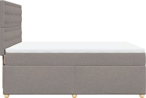 vidaXL Łóżko kontynentalne z materacem, taupe, tkanina, 140x190 cm 5
