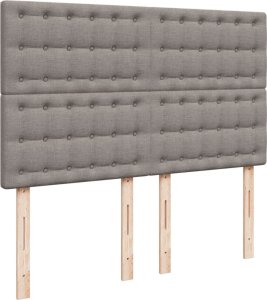 vidaXL Łóżko kontynentalne z materacem, taupe, tkanina, 140x190 cm 7