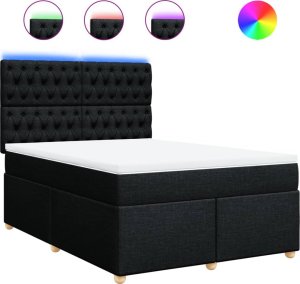 vidaXL vidaXL Łóżko kontynentalne z materacem, czarne, tkanina, 140x190 cm 2