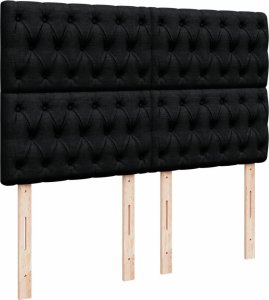 vidaXL vidaXL Łóżko kontynentalne z materacem, czarne, tkanina, 140x190 cm 9