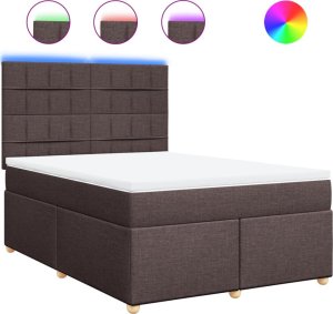vidaXL Łóżko kontynentalne z materacem, brązowe, tkanina, 140x190 cm 2