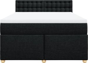 vidaXL Łóżko kontynentalne z materacem, czarne, tkanina, 140x190 cm 4