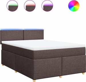 vidaXL vidaXL Łóżko kontynentalne z materacem, brązowe, tkanina, 140x190 cm 2