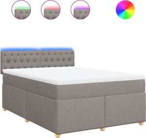 vidaXL Łóżko kontynentalne z materacem, taupe, tkanina, 140x190 cm 2