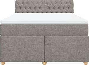 vidaXL Łóżko kontynentalne z materacem, taupe, tkanina, 140x190 cm 6