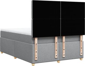 vidaXL Łóżko kontynentalne z materacem, jasnoszare, tkanina, 140x190cm 6