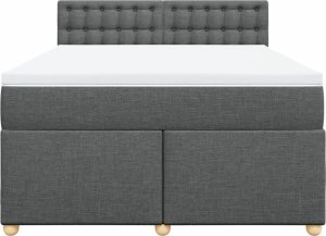vidaXL Łóżko kontynentalne z materacem, ciemnoszara tkanina 140x190 cm 4