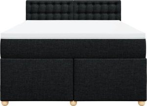 vidaXL vidaXL Łóżko kontynentalne z materacem, czarne, tkanina, 140x190 cm 6