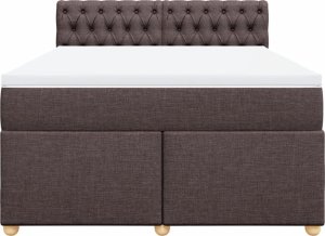 vidaXL vidaXL Łóżko kontynentalne z materacem, brązowe, tkanina, 140x190 cm 6