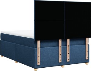 vidaXL vidaXL Łóżko kontynentalne z materacem, niebieskie, tkanina 140x190 cm 8