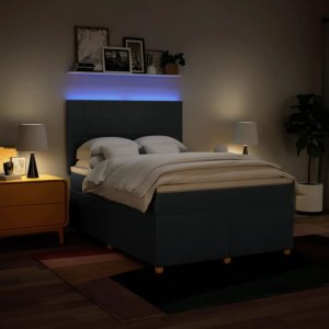 vidaXL vidaXL Łóżko kontynentalne z materacem, niebieskie, tkanina 140x190 cm 4