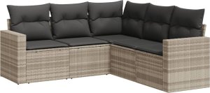vidaXL vidaXL 5-cz. zestaw mebli do ogrodu, poduszki, jasnoszary rattan PE 2