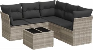 vidaXL 6-cz. zestaw mebli ogrodowych, z poduszkami, jasnoszary 2